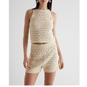 Express Cream High Waist Knit Shorts